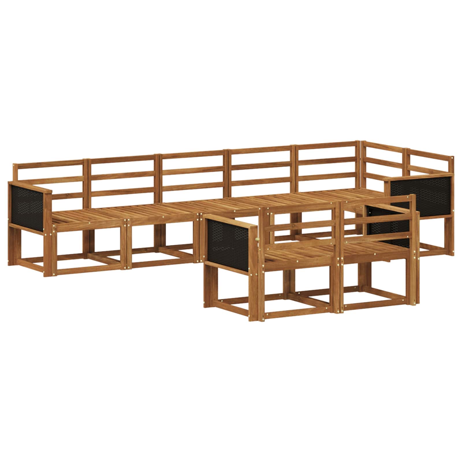 Buiten bankenset 8 pcs Naturel Massief Acaciahout image 1
