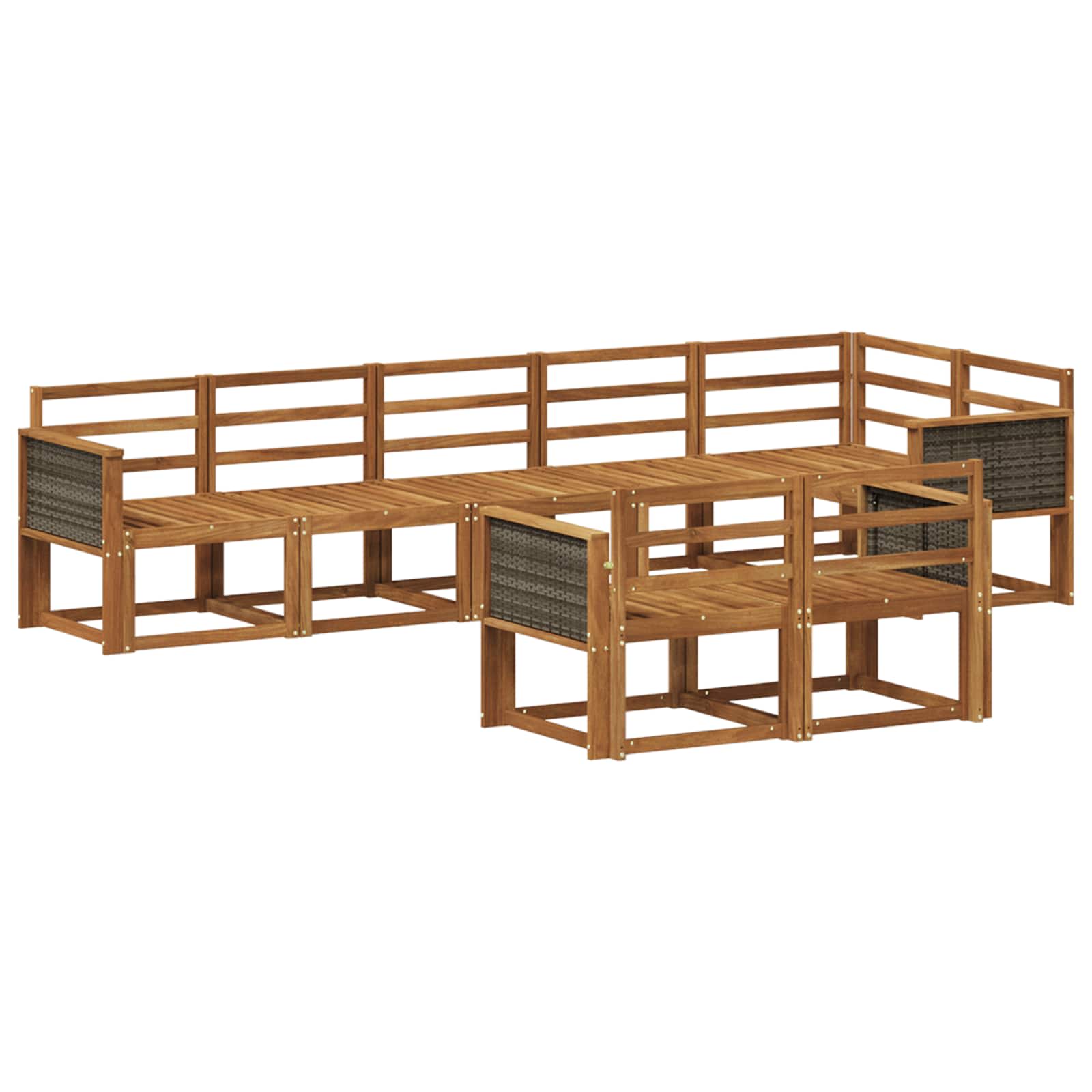 Buiten bankenset 8 pcs Naturel Massief Acaciahout image 1