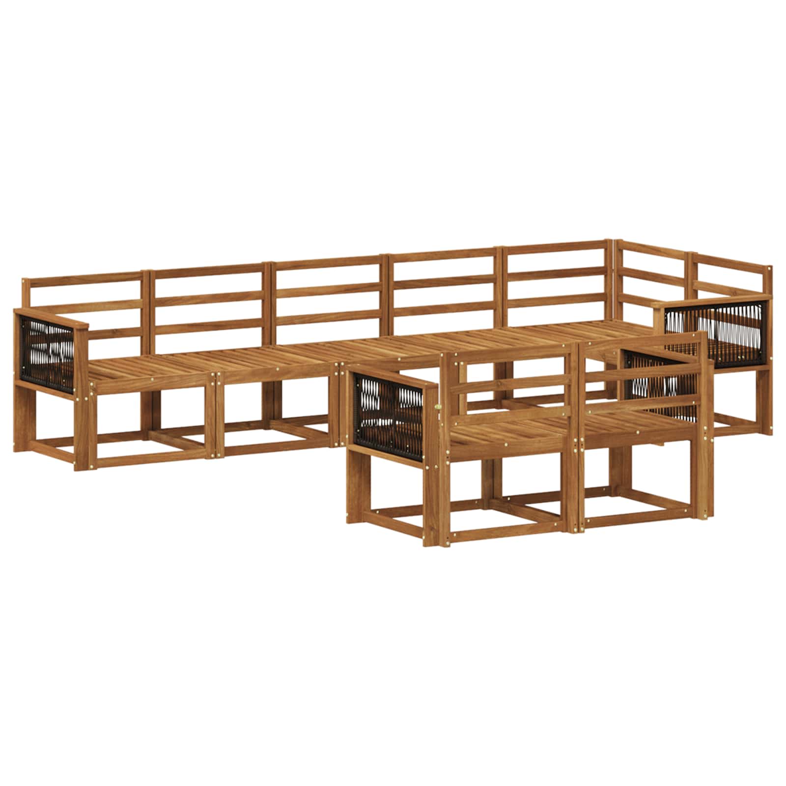 Buiten bankenset 8 pcs Naturel Massief Acaciahout image 1