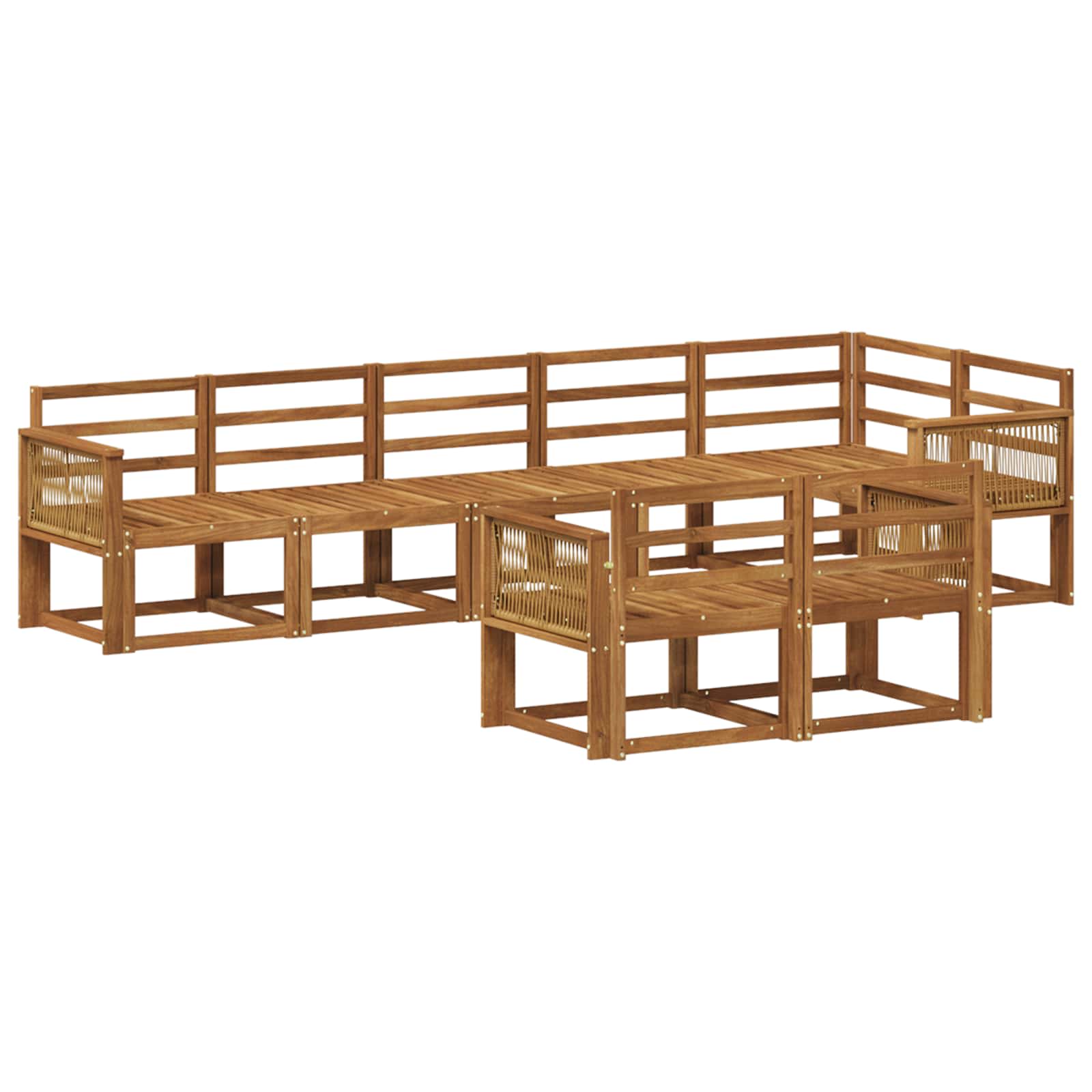 Buiten bankenset 8 pcs Naturel Massief Acaciahout image 1