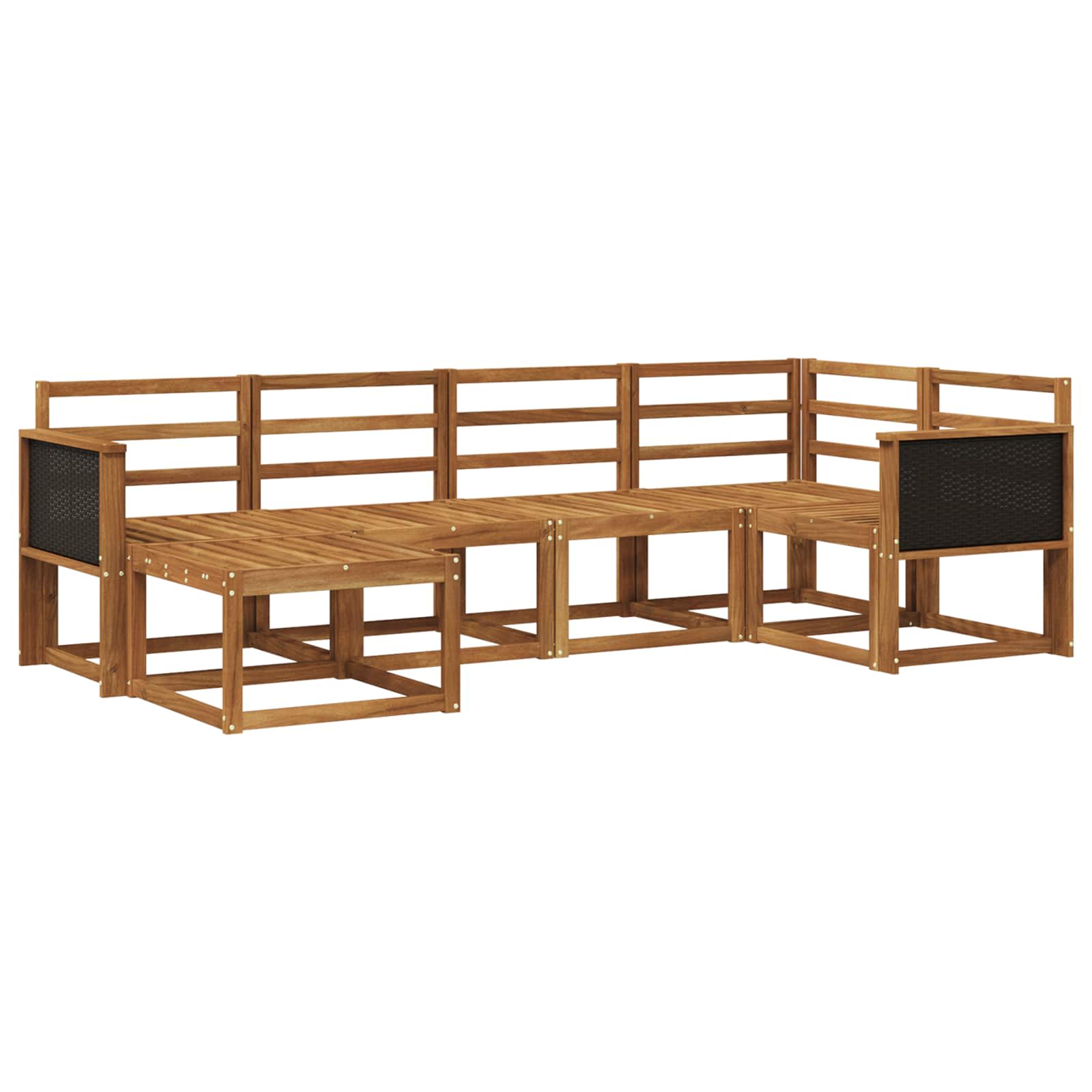 Buiten bankenset 6 pcs Naturel Massief Acaciahout image 1