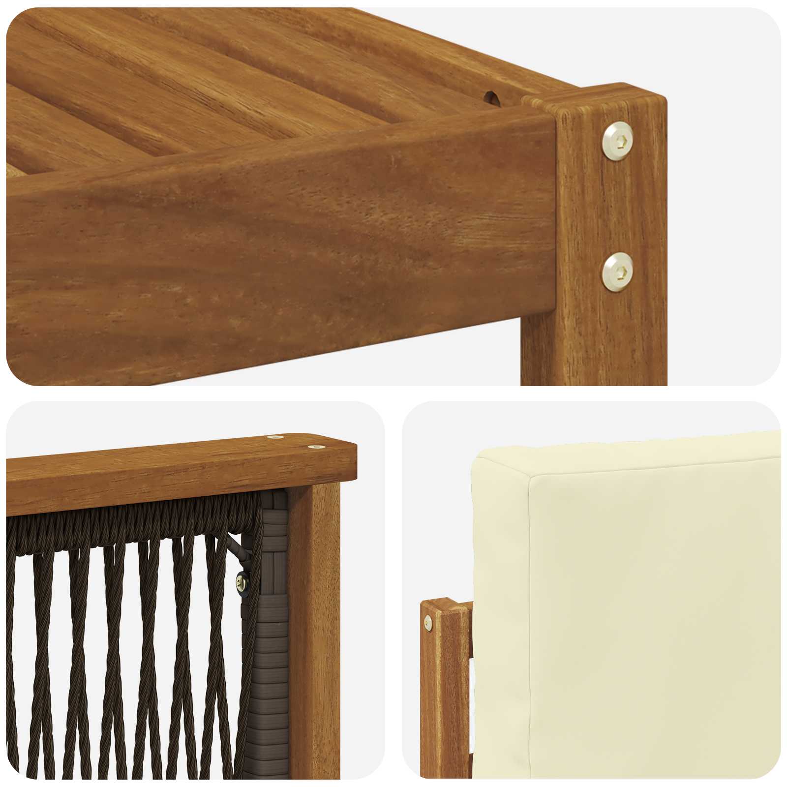 Buiten bankenset 6 pcs Natuurlijk en Crème Massief Acaciahout image 5