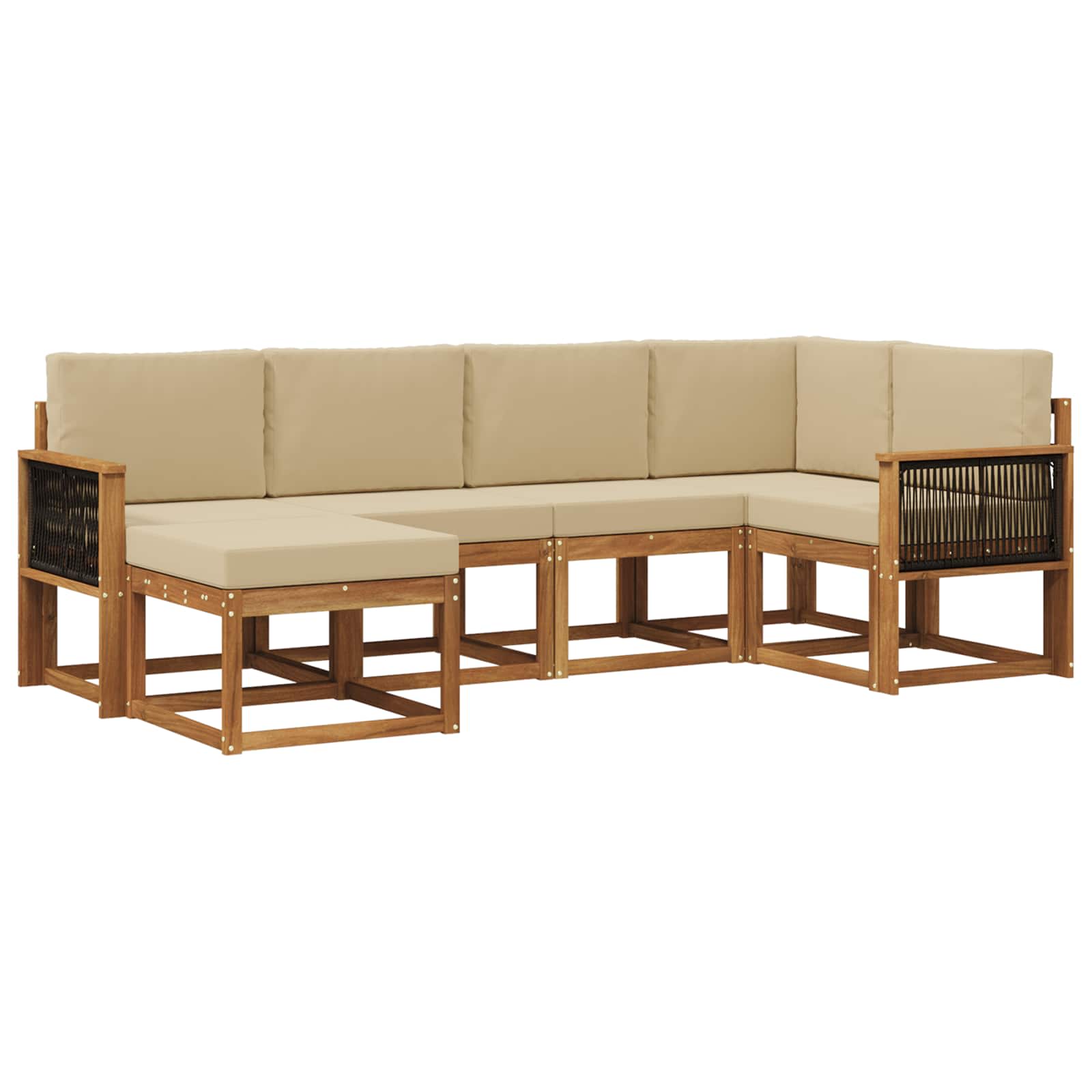 Buiten bankenset 6 pcs Natuurlijk en Beige Massief Acaciahout image 1