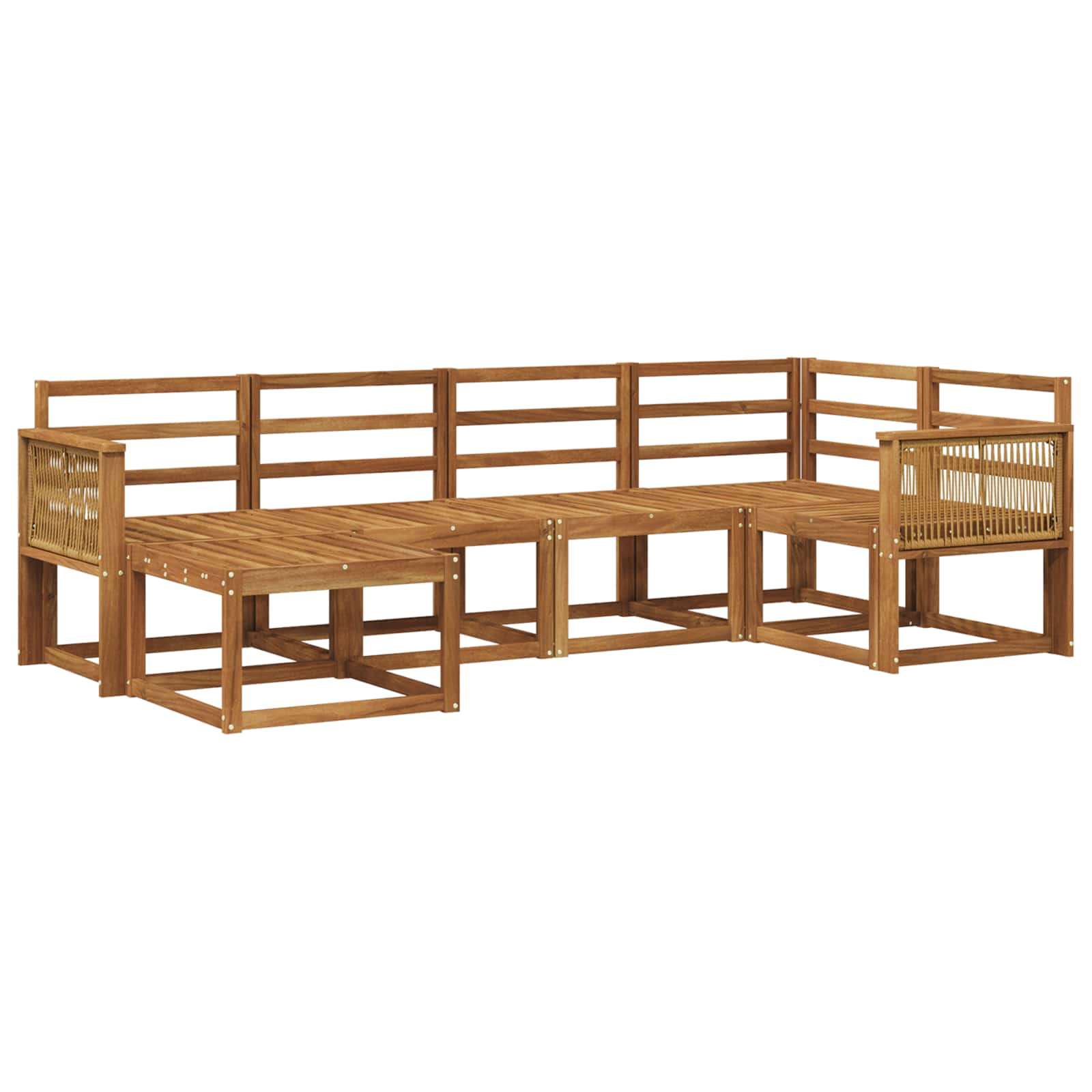 Buiten bankenset 6 pcs Naturel Massief Acaciahout image 1