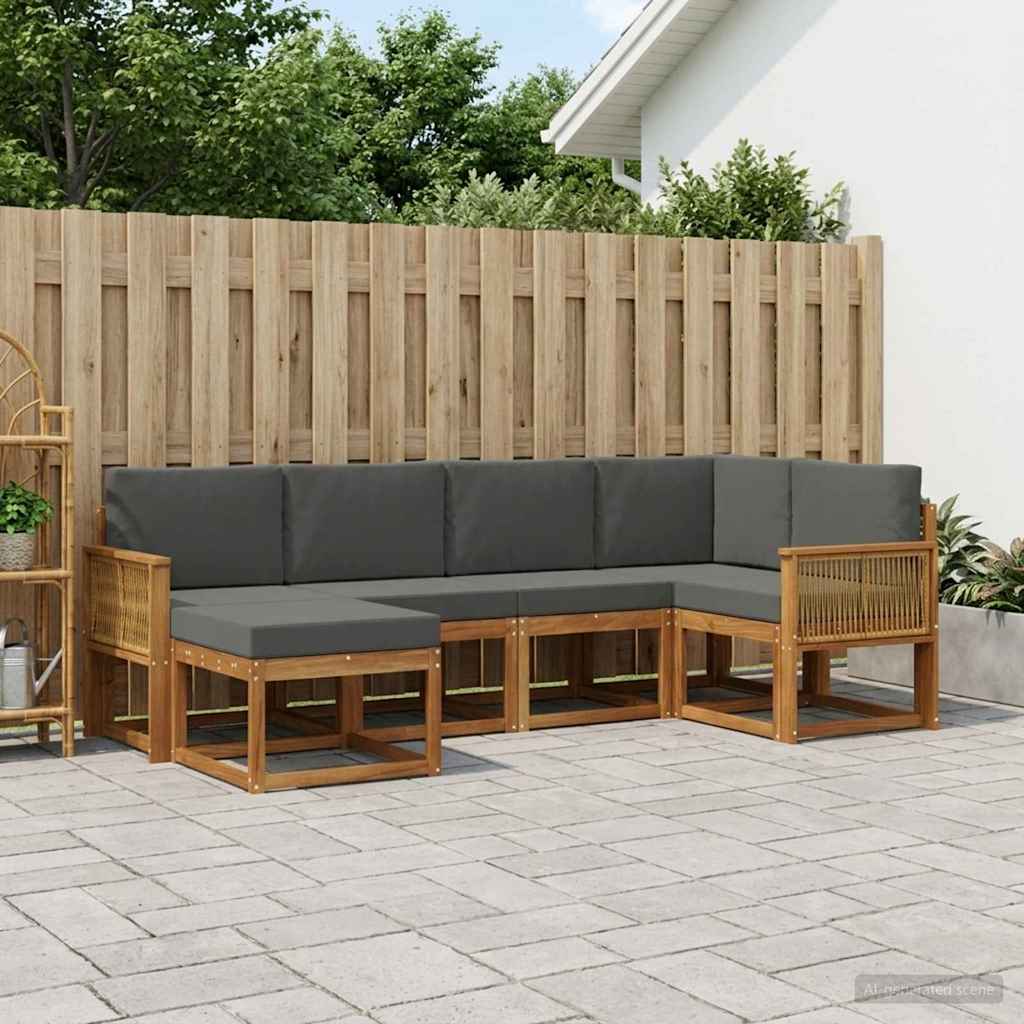 vidaXL Udendørs sofagruppe 6 stk. 6-personers Naturlig og Antracit