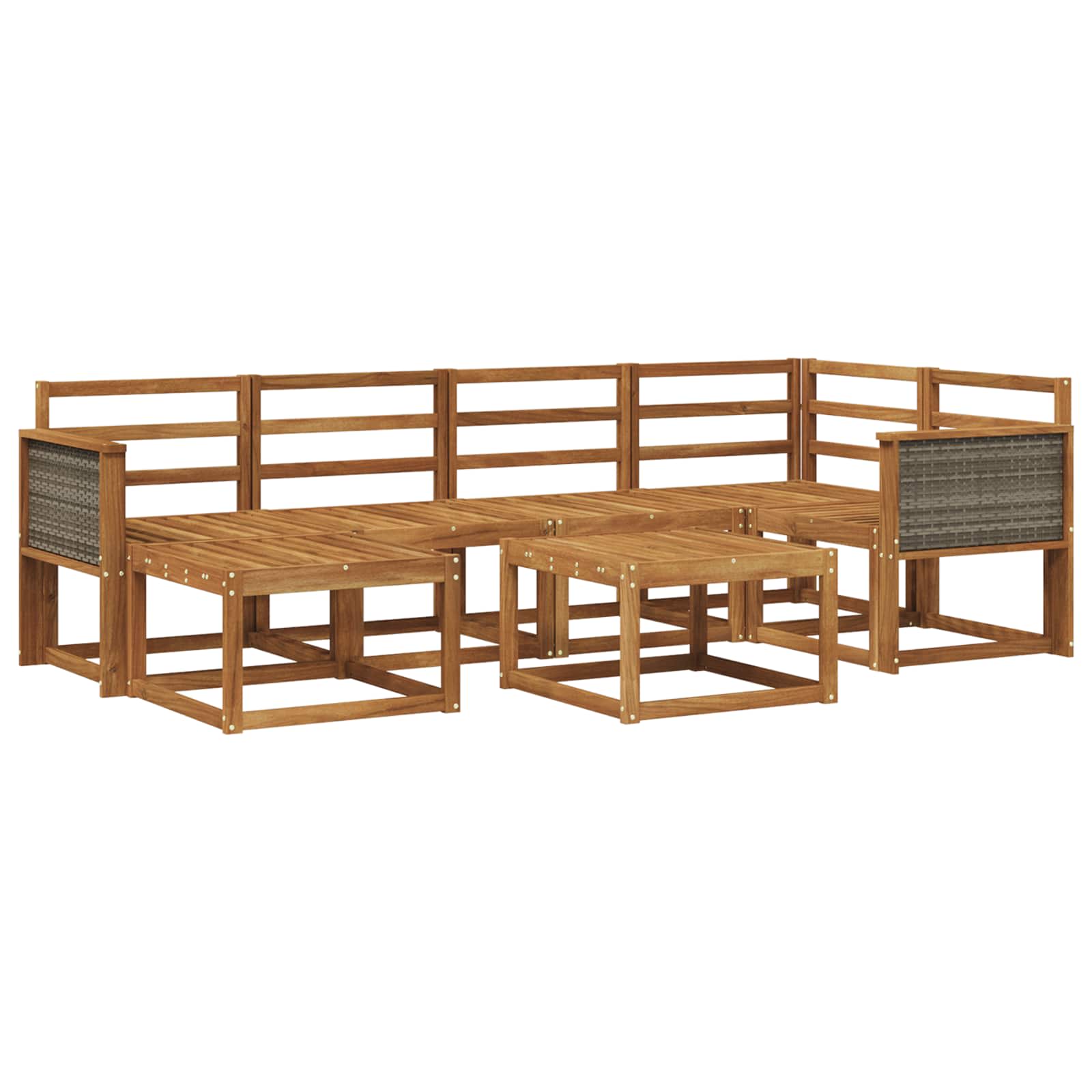 Buiten bankenset 7 pcs Naturel Massief Acaciahout image 1