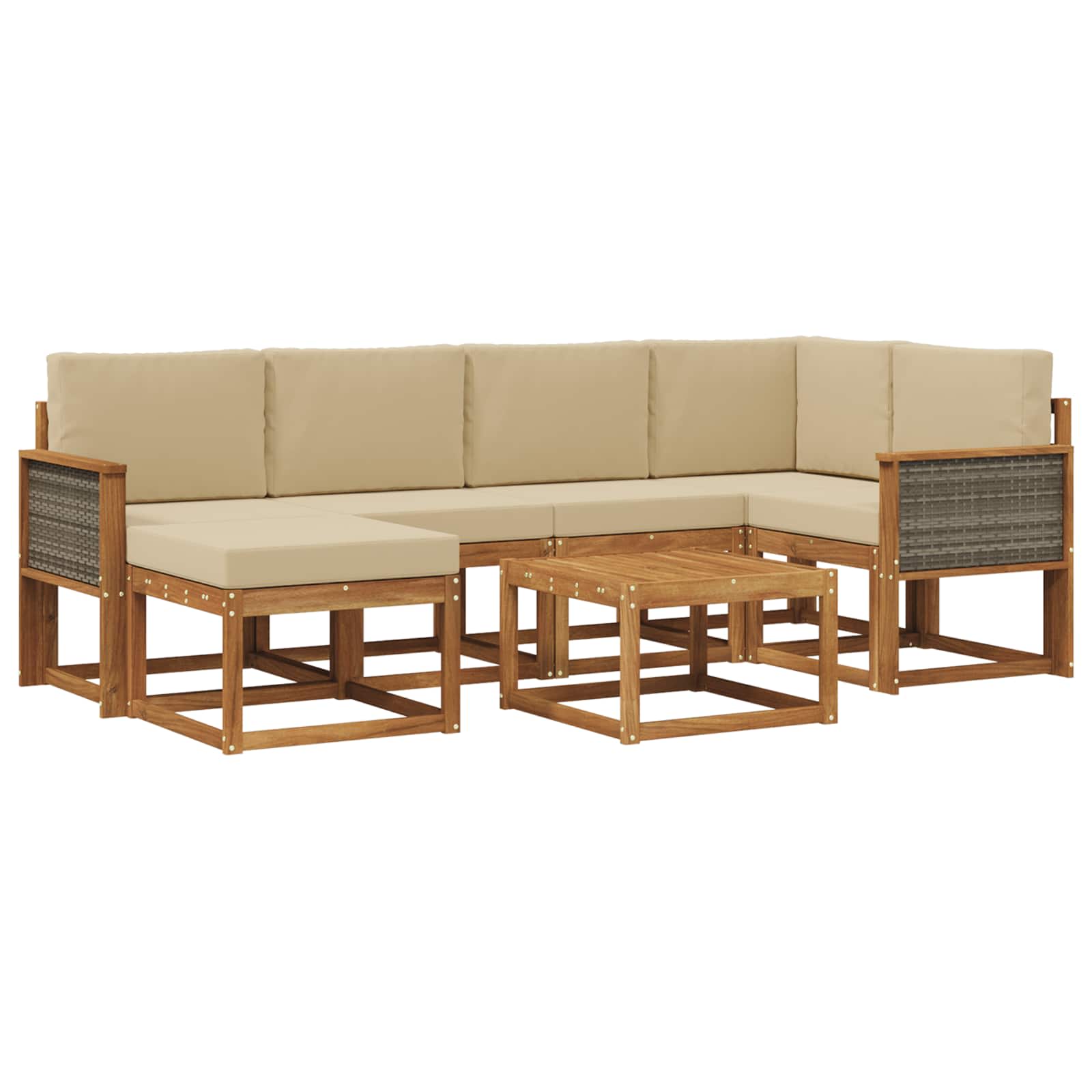 Buiten bankenset 7 pcs Natuurlijk en Beige Massief Acaciahout image 1