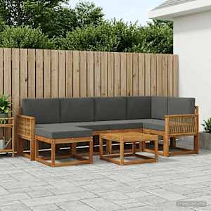 Zunanja garnitura za sedenje 7 pcs Naravna in antracitna