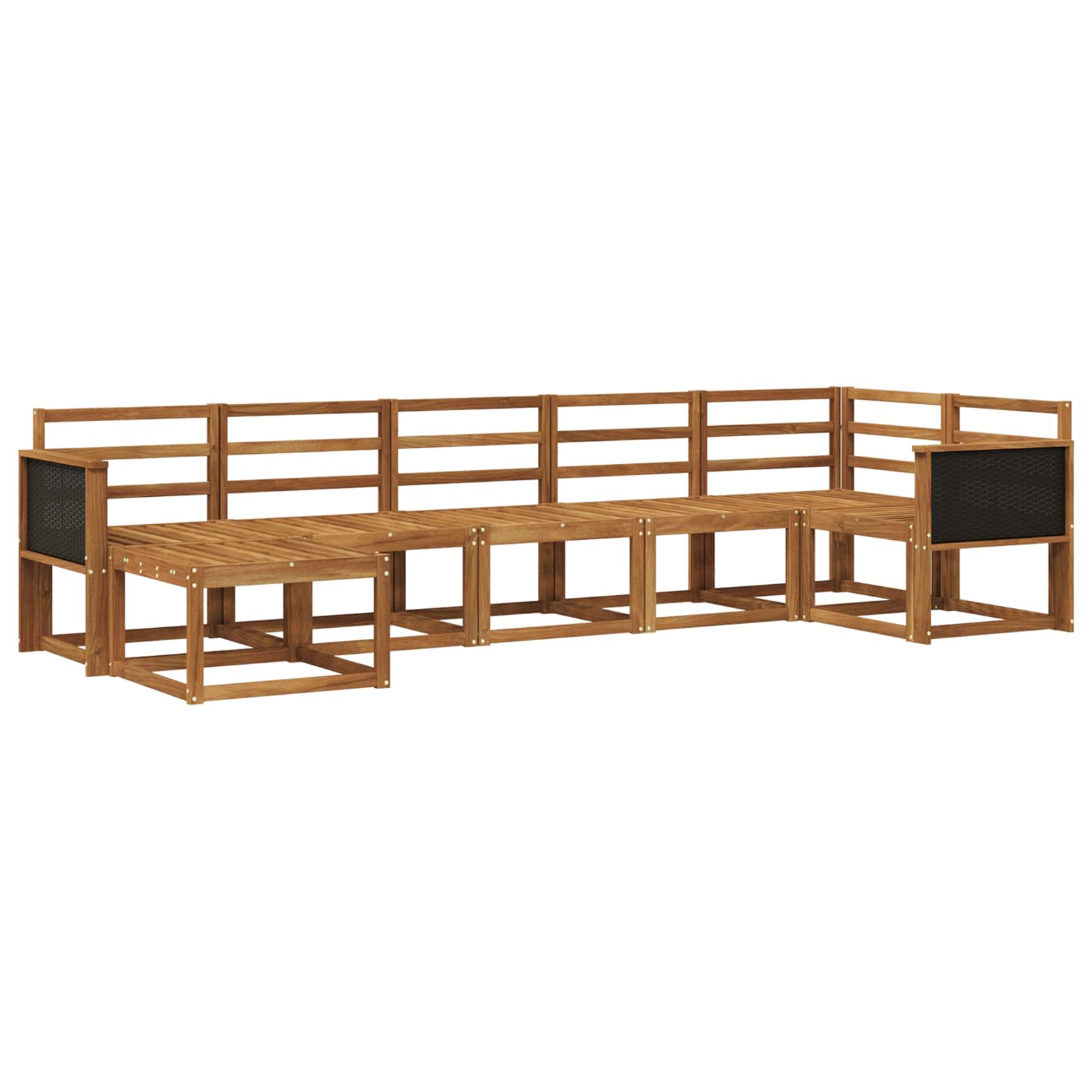 Buiten bankenset 7 pcs Naturel Massief Acaciahout image 1