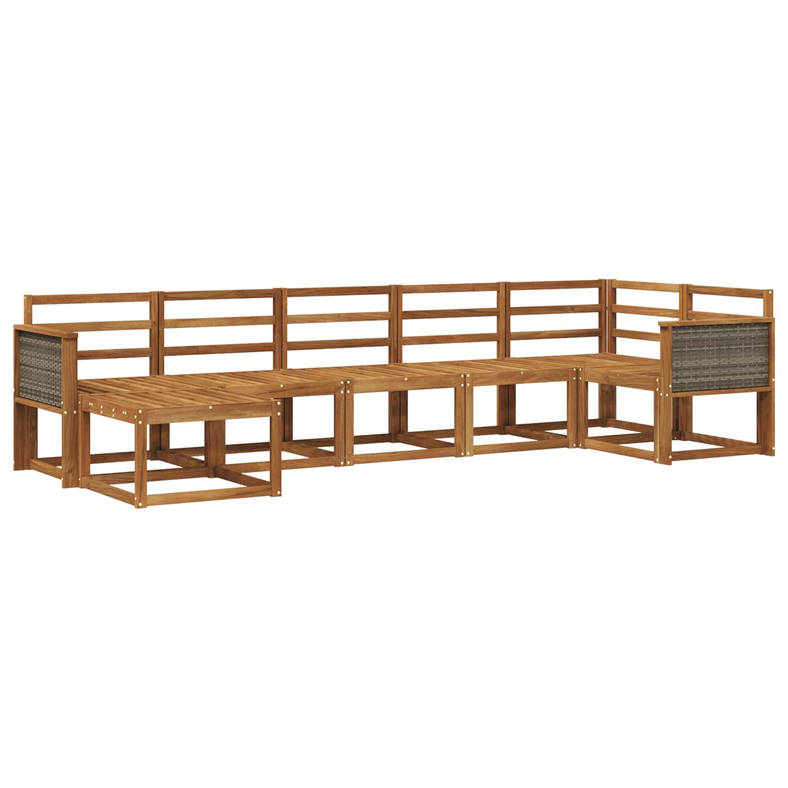 Buiten bankenset 7 pcs Naturel Massief Acaciahout image 1