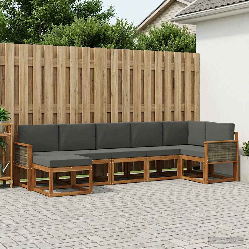 vidaXL Udendørs sofagruppe 7 stk. Naturlig og Antracit Polyester