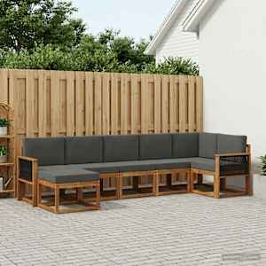 Zunanja garnitura za sedenje 7 pcs Naravna in antracitna