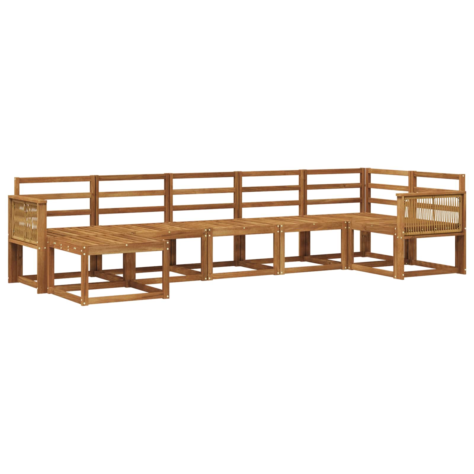 Buiten bankenset 7 pcs Naturel Massief Acaciahout image 1