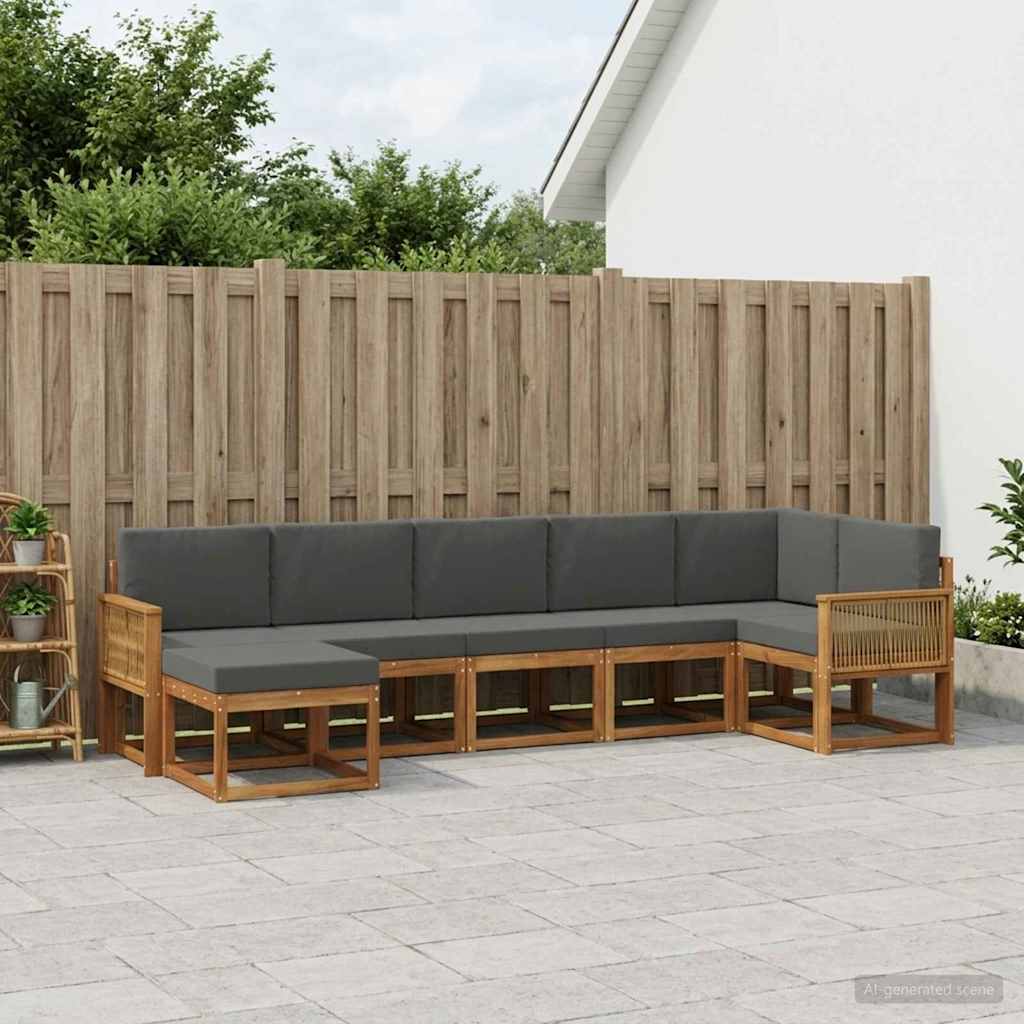 vidaXL Udendørs sofagruppe 7 stk. 7-personers Naturlig og Antracit