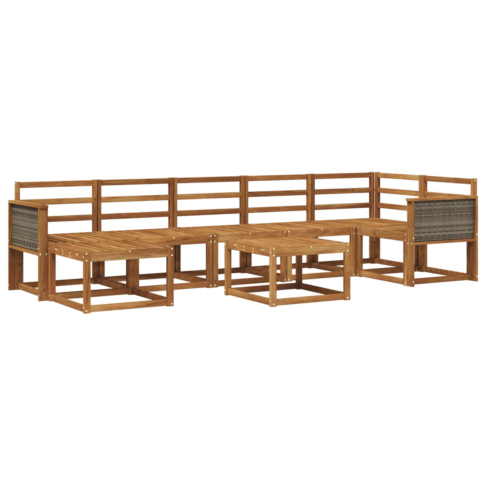 Buiten bankenset 8 pcs Naturel Massief Acaciahout image 1