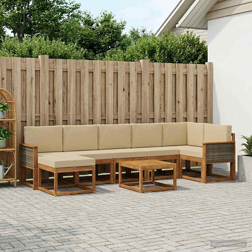 Zunanja garnitura za sedenje 8 pcs Naravna in bež Poliester - slika 3