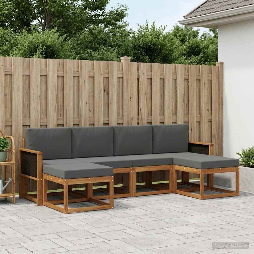 vidaXL Udendørs sofagruppe 6 stk. 6-personers Naturlig og Antracit