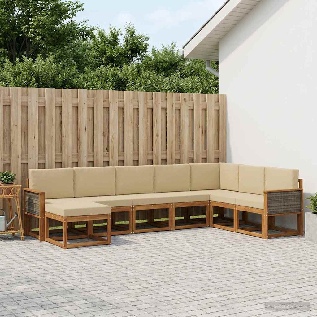 vidaXL Buiten bankenset 8 st 8-zits Natuurlijk en Beige Bruin