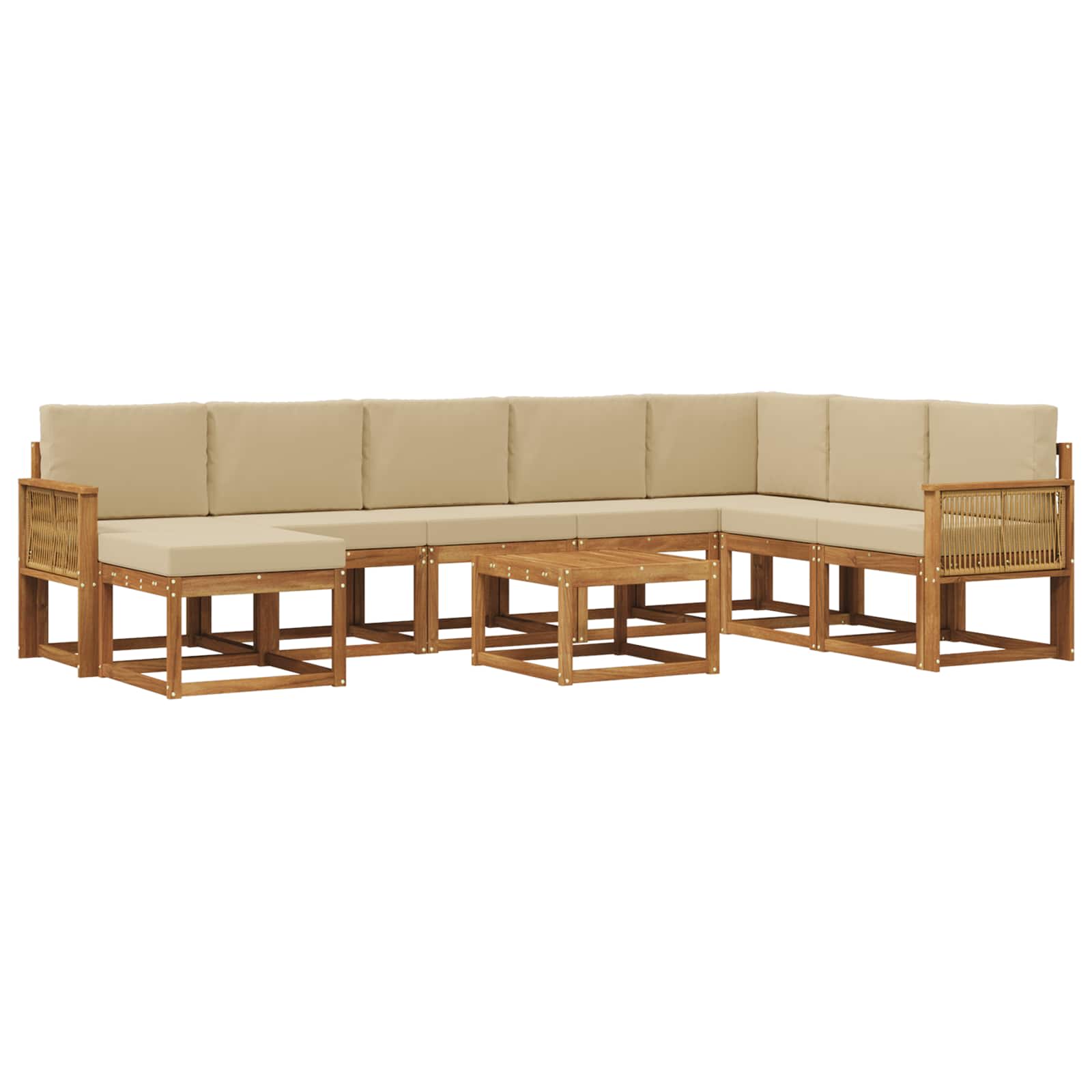 Buiten bankenset 9 pcs Natuurlijk en Beige Massief Acaciahout image 1