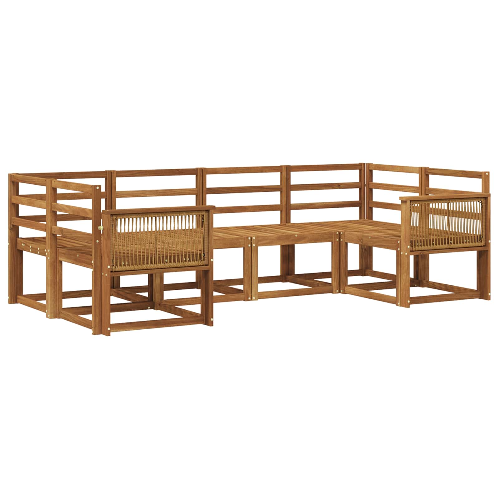 Buiten bankenset 6 pcs Naturel Massief Acaciahout image 1