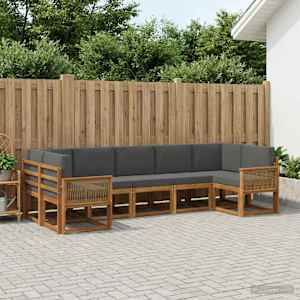 Zunanja garnitura za sedenje 7 pcs Naravna in antracitna