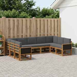 Zunanja garnitura za sedenje 9 pcs Naravna in antracitna