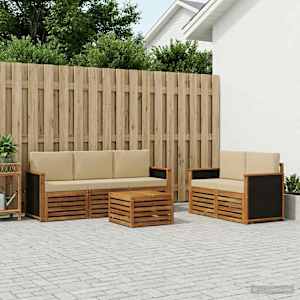 Sedežne garniture z blazino 6 pcs Masiven les akacije