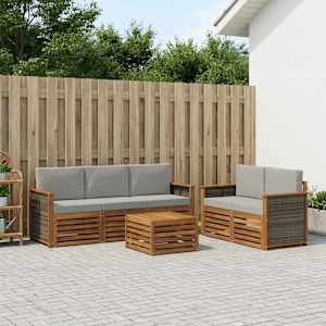 Sedežne garniture z blazino 6 pcs Masiven les akacije