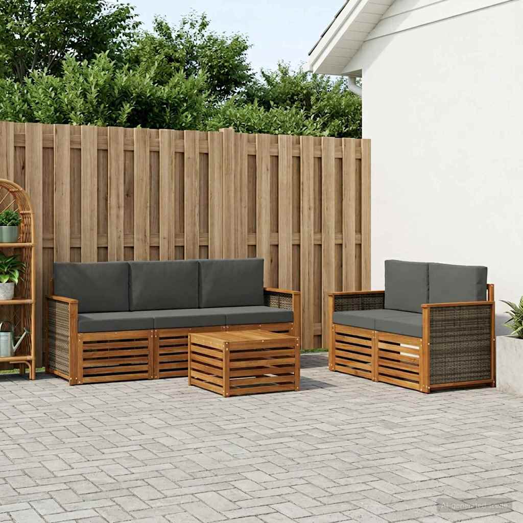 Udendørs sofasæt i massivt akacietræ - modulært loungesæt til terrasse og have