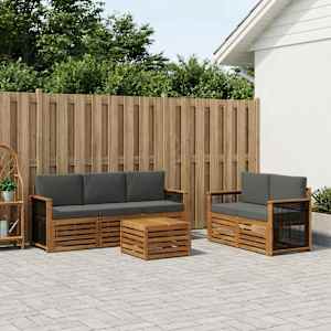 Sedežne garniture z blazino 6 pcs Masiven les akacije