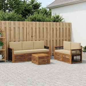 Sedežne garniture z blazino 6 pcs Masiven les akacije