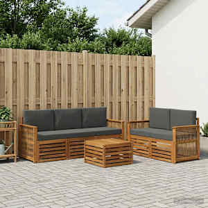 Sedežne garniture z blazino 6 pcs Masiven les akacije