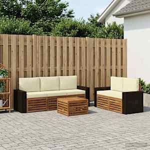 Sedežne garniture z blazino 6 pcs Masiven les akacije