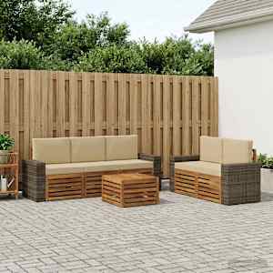 Sedežne garniture z blazino 6 pcs Masiven les akacije