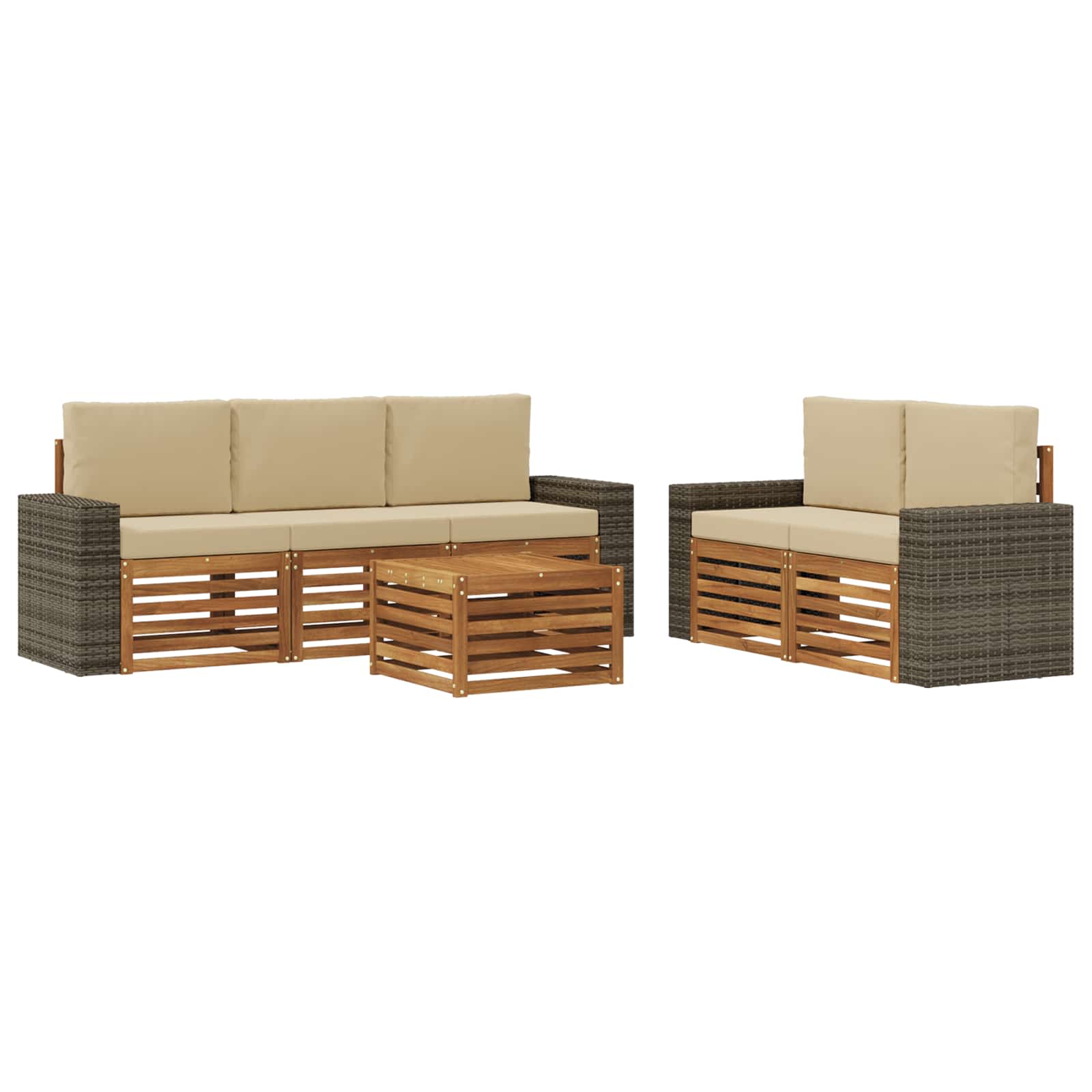 Sofa-Sets met kussen 6 pcs Massief Acaciahout image 1