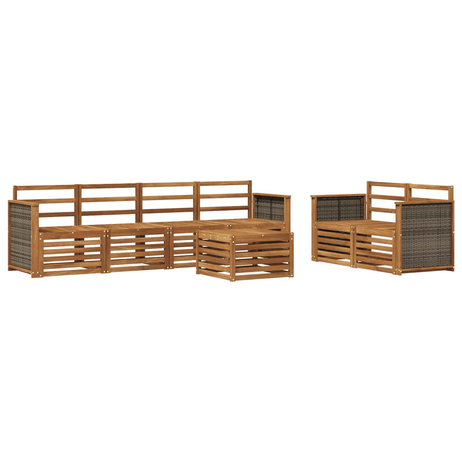 Buiten bankenset 7 pcs Naturel Massief Acaciahout image 1