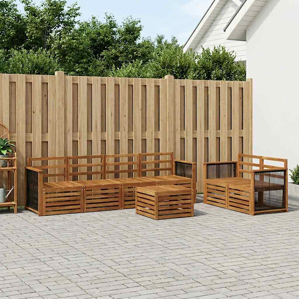 Buiten bankenset 7 pcs Naturel Massief Acaciahout image 1