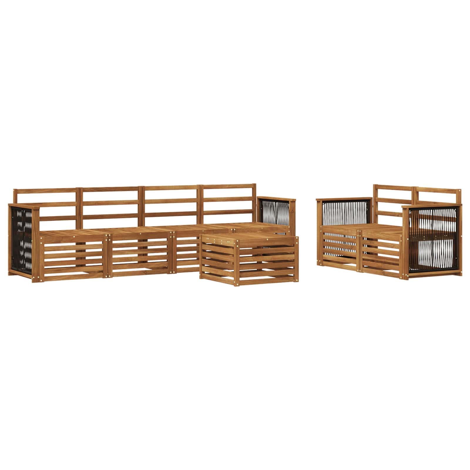 Buiten bankenset 7 pcs Naturel Massief Acaciahout image 2