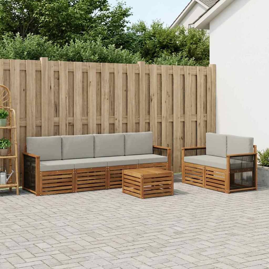 Buiten bankenset 7 pcs Naturel en lichtgrijs Massief Acaciahout image 1