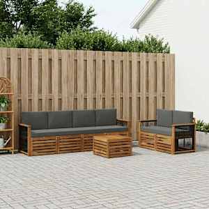 Zunanja garnitura za sedenje 7 pcs Naravna in antracitna