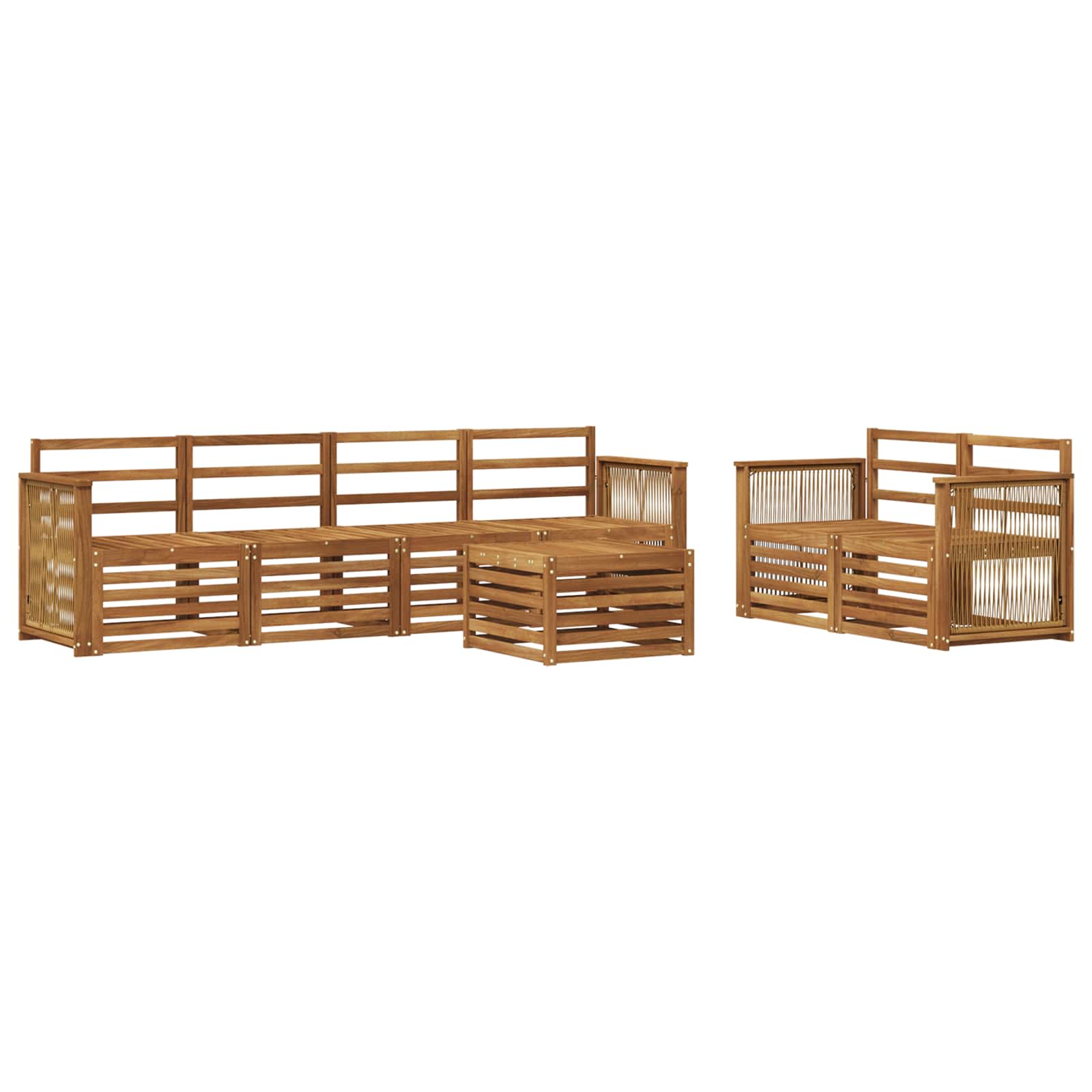 Buiten bankenset 7 pcs Naturel Massief Acaciahout image 2