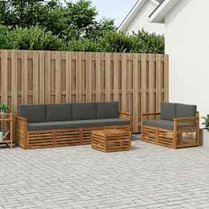 Zunanja garnitura za sedenje 7 pcs Naravna in antracitna