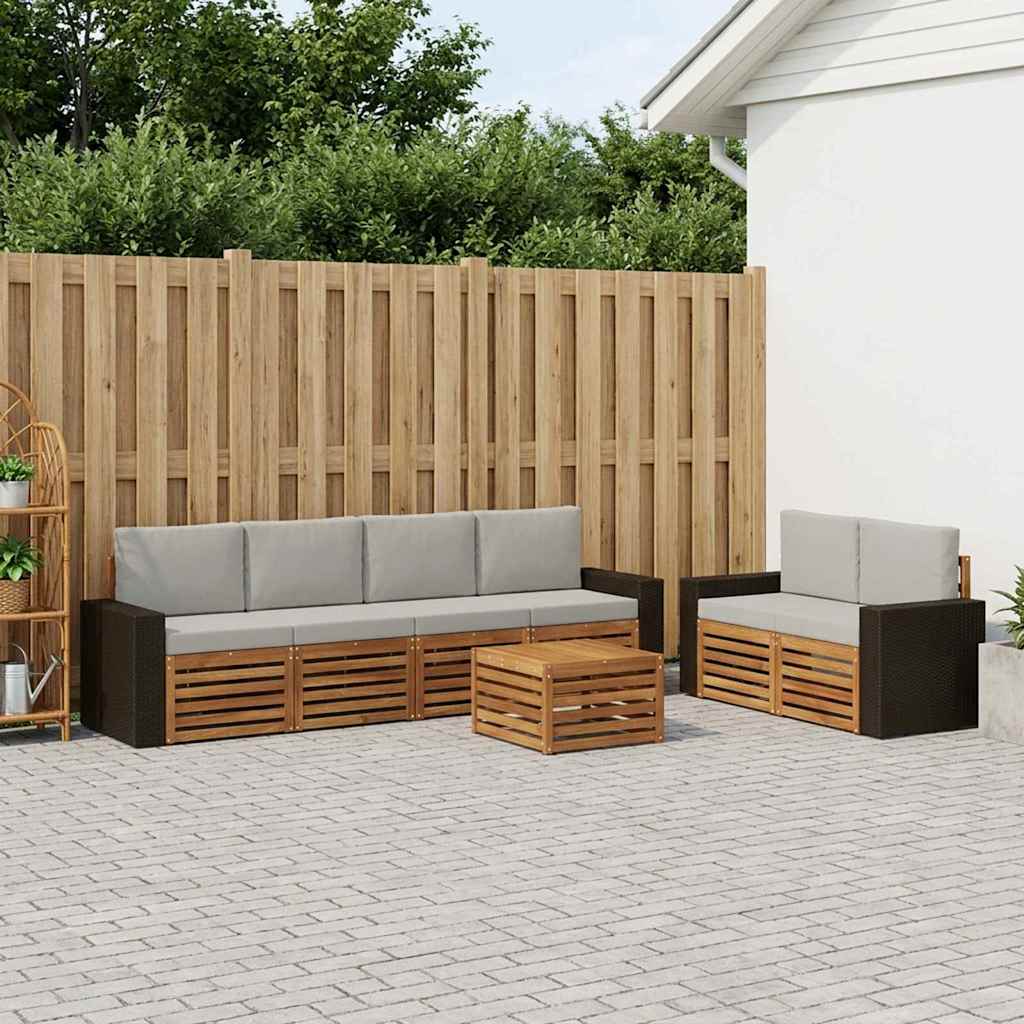 Buiten bankenset 7 pcs Naturel en lichtgrijs Massief Acaciahout image 1