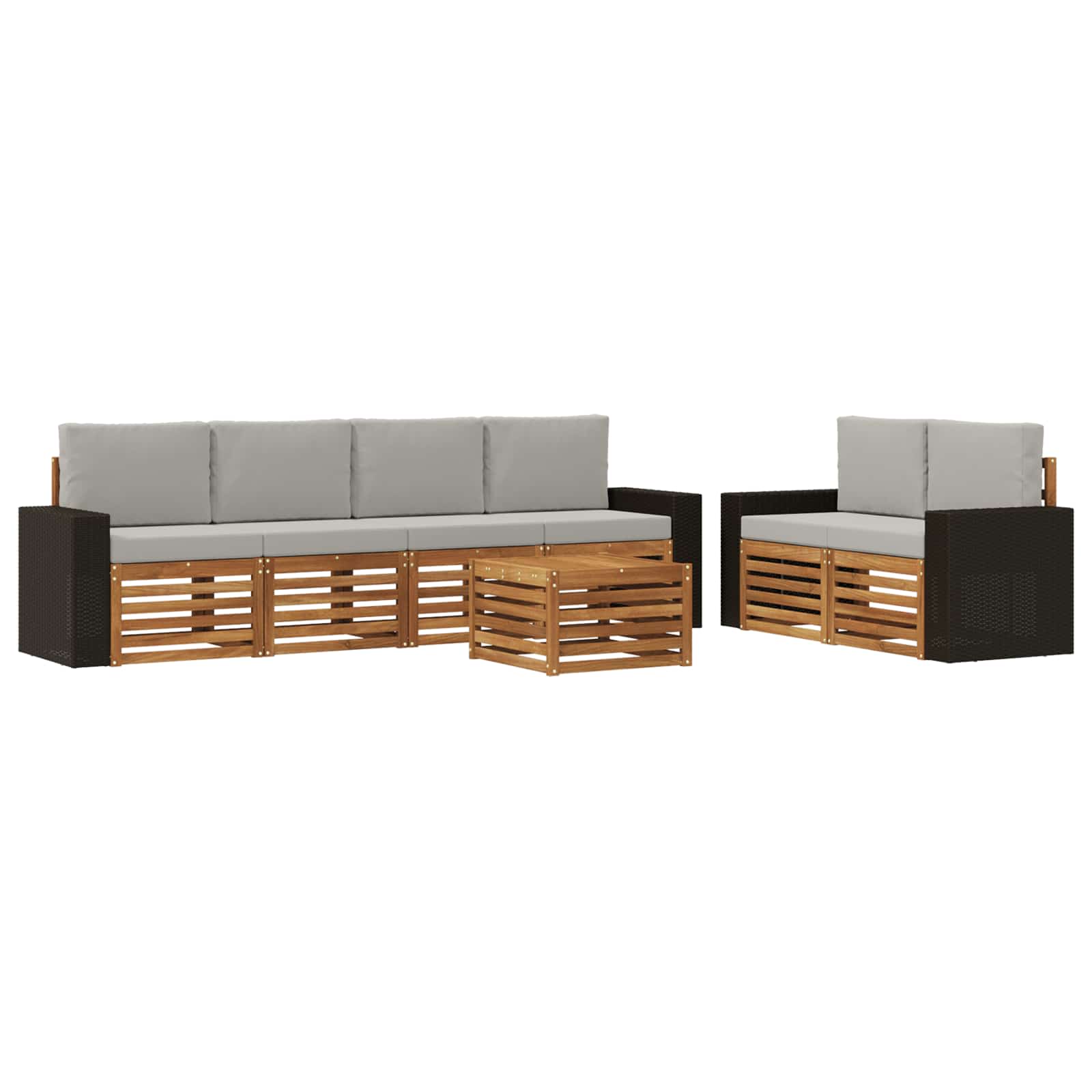 Buiten bankenset 7 pcs Naturel en lichtgrijs Massief Acaciahout image 2