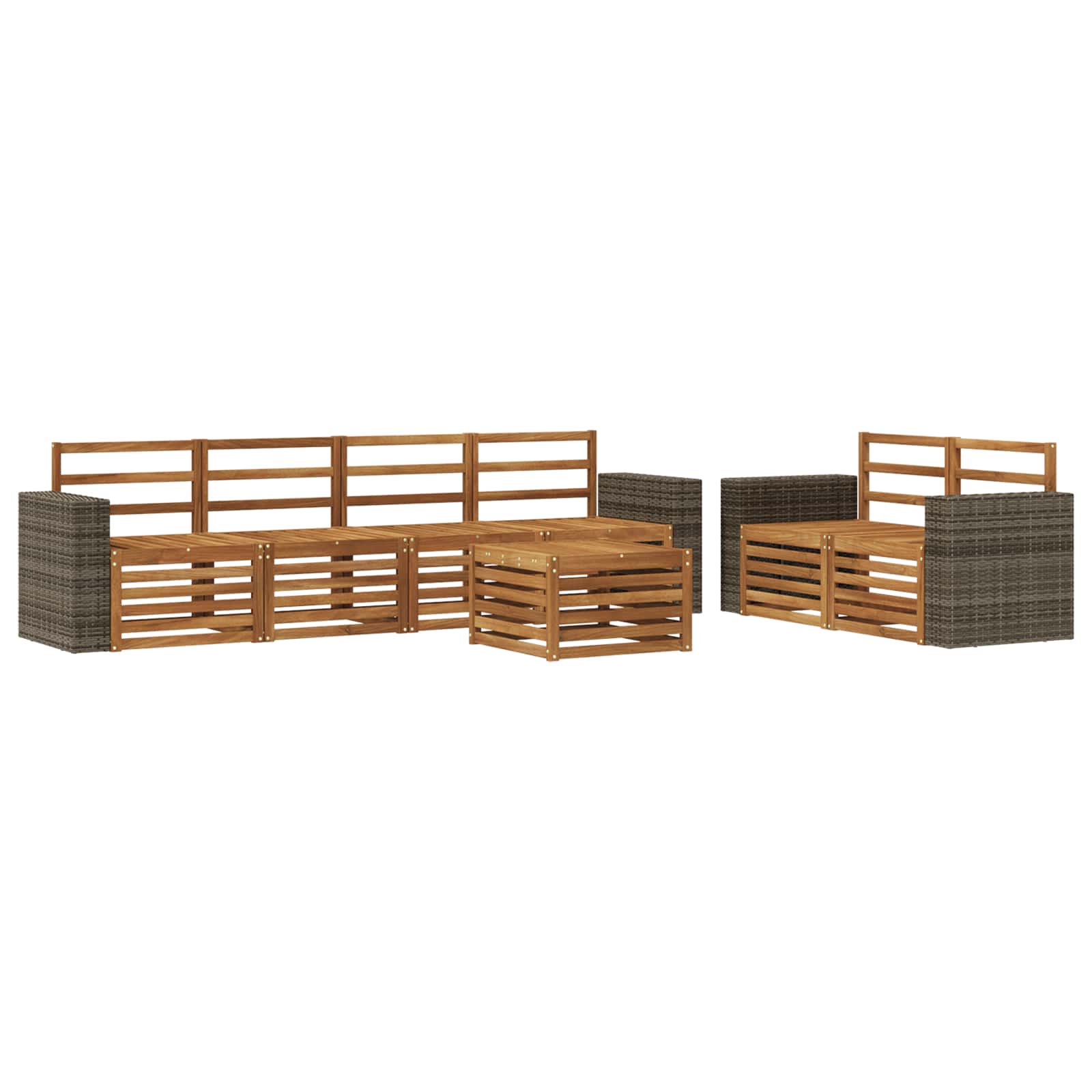 Buiten bankenset 7 pcs Naturel Massief Acaciahout image 1