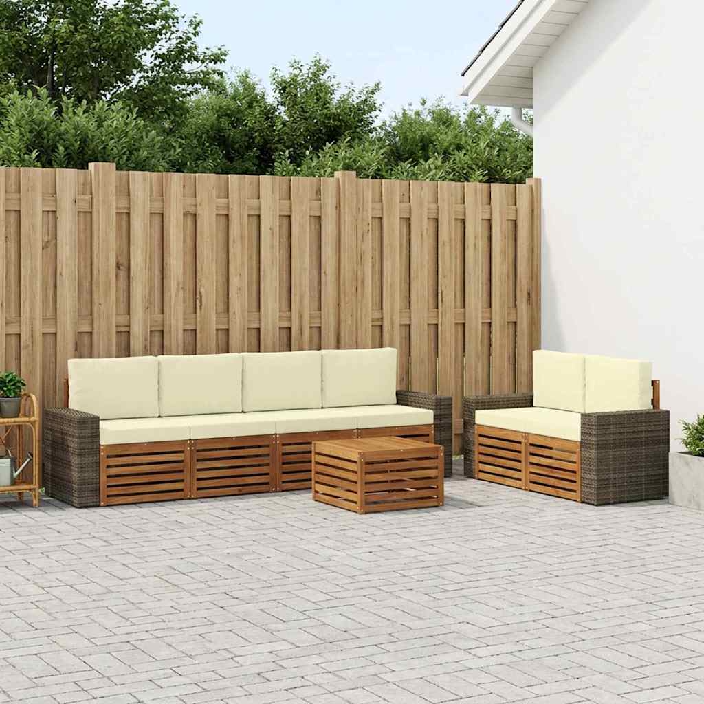 Buiten bankenset 7 pcs Natuurlijk en Crème Massief Acaciahout image 1