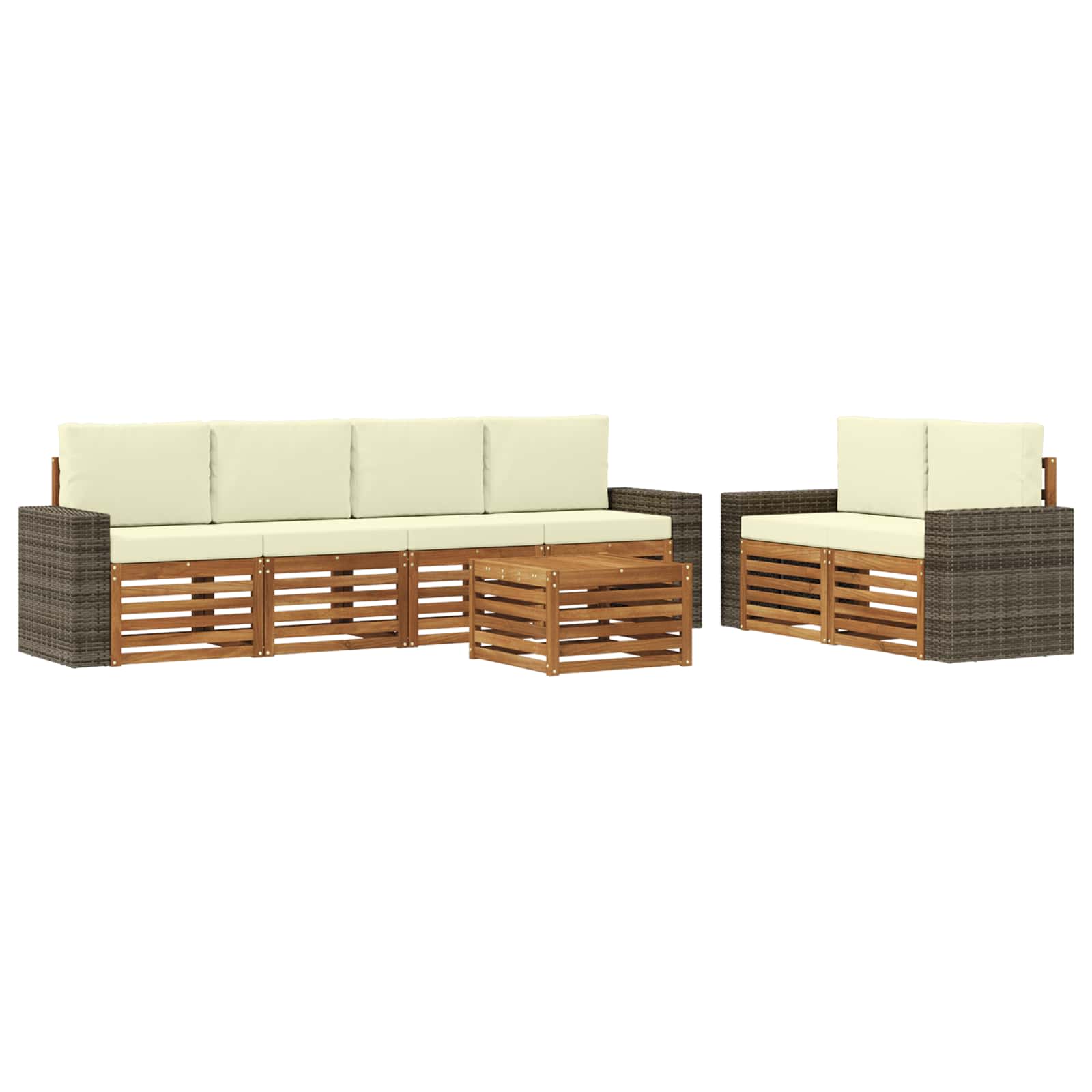 Buiten bankenset 7 pcs Natuurlijk en Crème Massief Acaciahout image 2