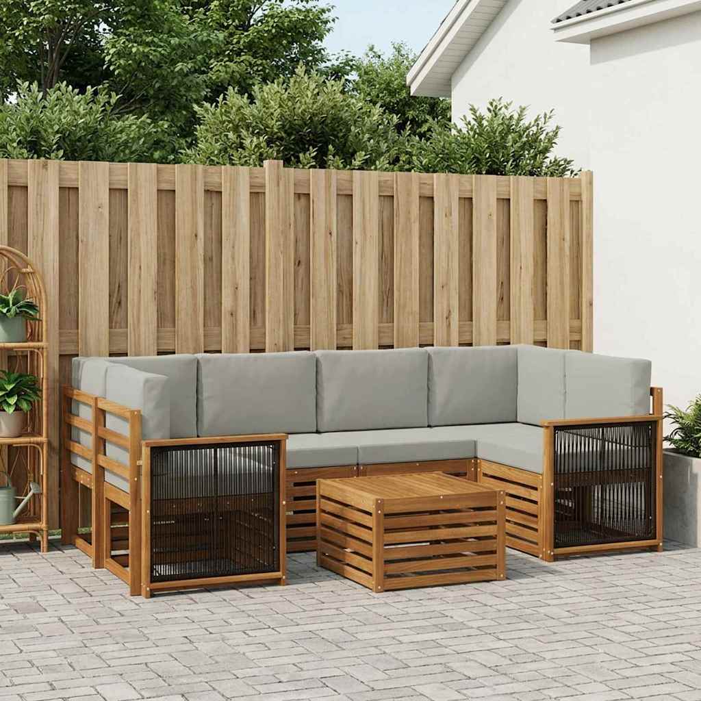Buiten bankenset 7 pcs Naturel en lichtgrijs Massief Acaciahout image 1