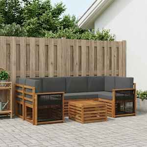 Zunanja garnitura za sedenje 7 pcs Naravna in antracitna