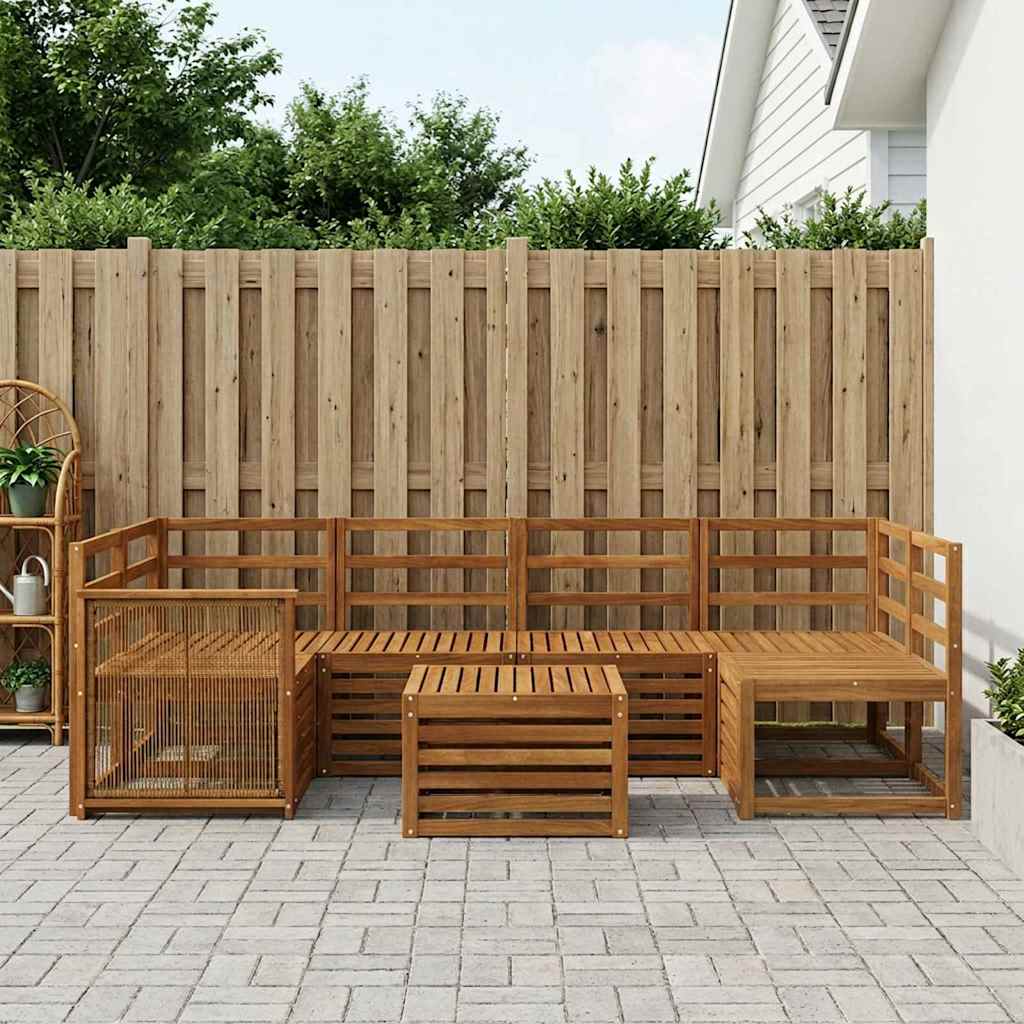 Buiten bankenset 7 pcs Naturel Massief Acaciahout image 1